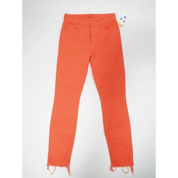 Mother Tomato Red Orange The Stunner Ankle Fray Play Date Jeans, Size 26 - Picture 2 of 15